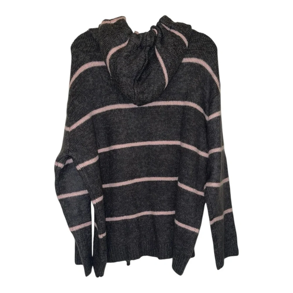 Umgee Oversized Charcoal and Blush Knit hooded Sweater